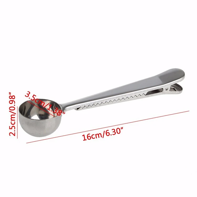 stainless steel Coffee Scoop Measuring Spoon Coffee Spoon with Clip  tablespoon to close your coffee bags