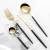 Import stainless steel dinnerware sets flatware set spoon and fork black gold plated cutlery from China