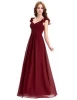 Starzz Wine Red Long Chiffon Prom Dresses Cheap Floor Length Wedding Bridesmaid Gown Formal Burgundy Dress ST000079-1