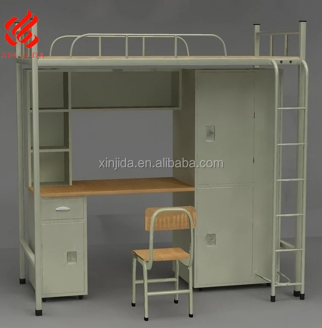 student steel bunk bed with desk and locker