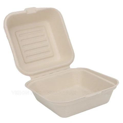 Buy Sugarcane Bagasse Pulp Packaging Biodegradable Brown Lunch Food ...