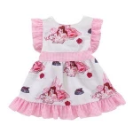 Summer kid clothing belle princess and cup pattern printing baby girls sleeveless dresses Beauty and the Beast princess dress