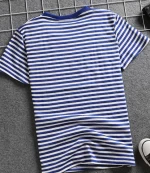 summer new fashion  blue and white stripes large size couple t shirts