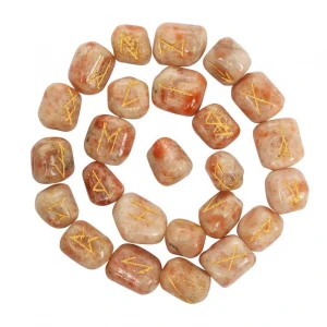 Sunstone Rune Set Tumble Natural Gemstones Reiki Elder Futhark Healing 25 Pcs Agate and crystal stones