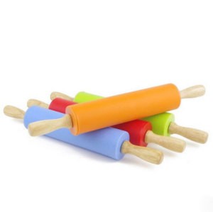 Super Non-stick Easy To Clean Silicone Adjustable Rolling Pin With Wooden