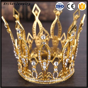The bride hand crystal crown fine gold and silver circle big crown bride other headwear HA-411
