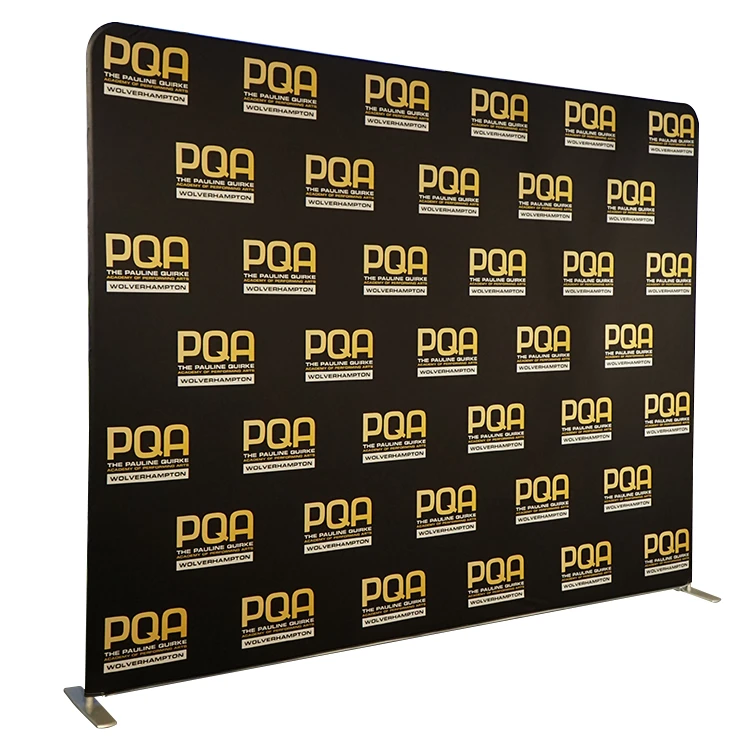 Trade show media wall display straight aluminum frame tension fabric custom back drop stand
