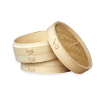 Traditional Chinese Handcraft Dim Sum Dumpling Serving Food 10 Inch Organic Bamboo Steamer