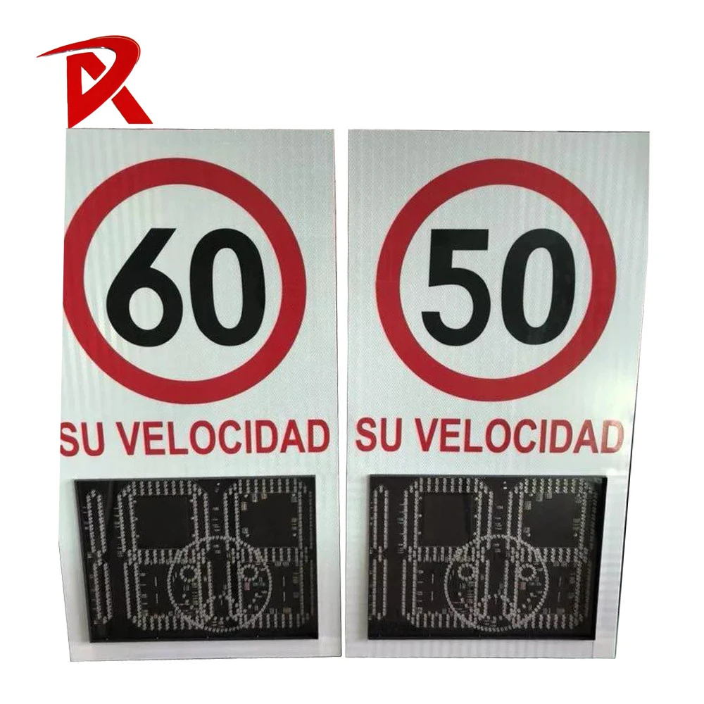 Traffic Safety LED flashing warning signal light solar radar speed sign
