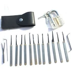 transparent practice Hasp lock locksmith supplies 14pcs lockpick tool set  Cutaway Crystal Practicing Skills Copper Padlocks