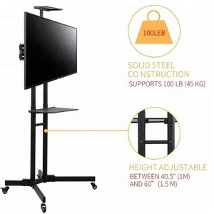 TV Stand Cart Height Adjustable shelf and flat screen mount Fits 32 to 65 inches LED Mobile TV Stand
