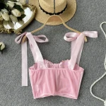 ueteey summer women  backless drawstring camisole 2024 hollow short sleeveless tube top camisole top bowknot floral vest