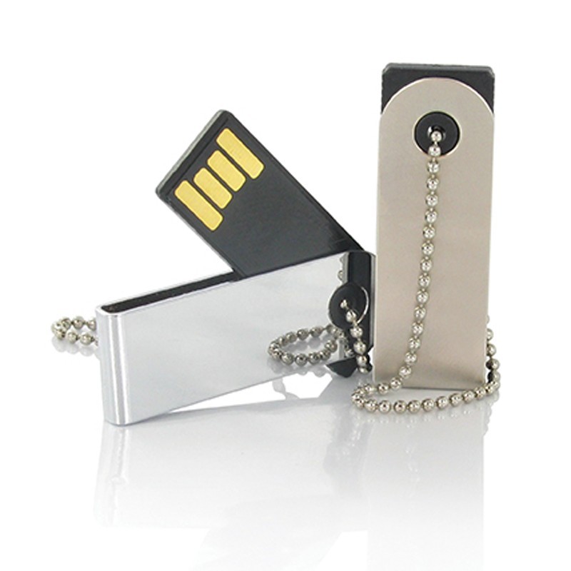 Ultra slim Metal Twist USB key with keyring Super thin Alu Twister USB flash drive with keychain