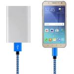 USB 2.0 A Male to Micro Nylon Braided Cords with Aluminum Connector-blue&white