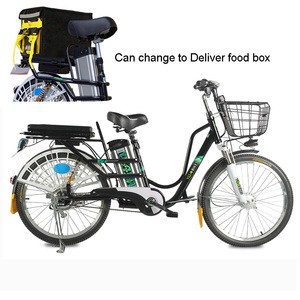 USB interface 100KM per charge fast food pizza cargo e-bike 24inch 48v delivery food box bag electric delivery bike for sale
