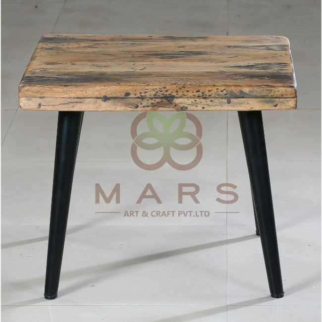 Vintage Industrial Mango Rustic Wooden Coffee Table / Center Table  With Iron Legs Black Powder Coated