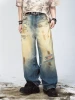 Washed Printed Baggy Jeans Custom High Quality 100% Cotton Mens Loose Full Digital Printed Denim Jeans Cargo Pants Washed Jeans
