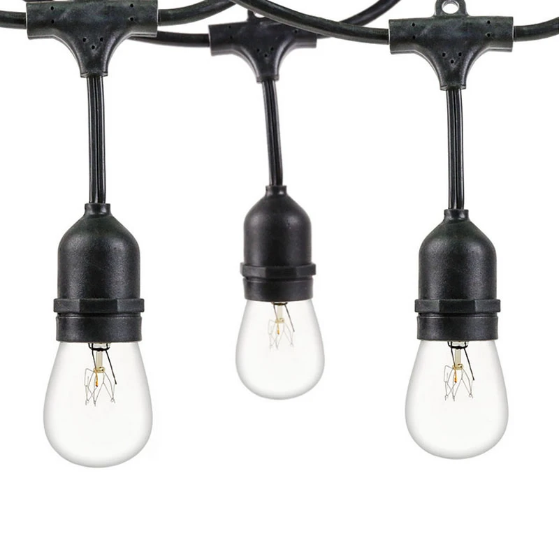 Waterproof Outdoor 48ft 15 Incandescent Bulbs Hanging Socket Dimmable S14 String Light