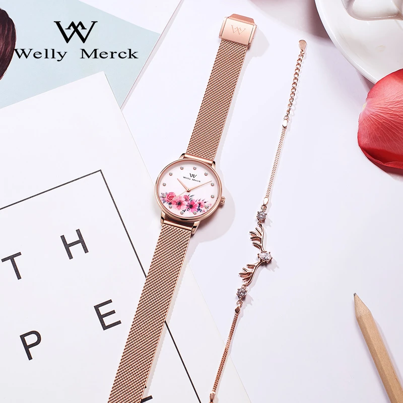 Welly Merck Luxury Brand Leather Quartz Watch Lady Dress Jewelry Wristwatch Casual Women Bracelet Watch