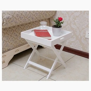 white foldable wooden butler tray, bedside tray table wholesale