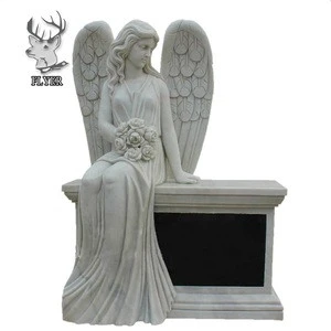 White Marble Western Style Angel Sculpture Monument & Tombstone