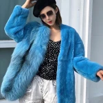 Whole skin fox fur fight fashion rex rabbit young mid-length V-neck plush coat fur female