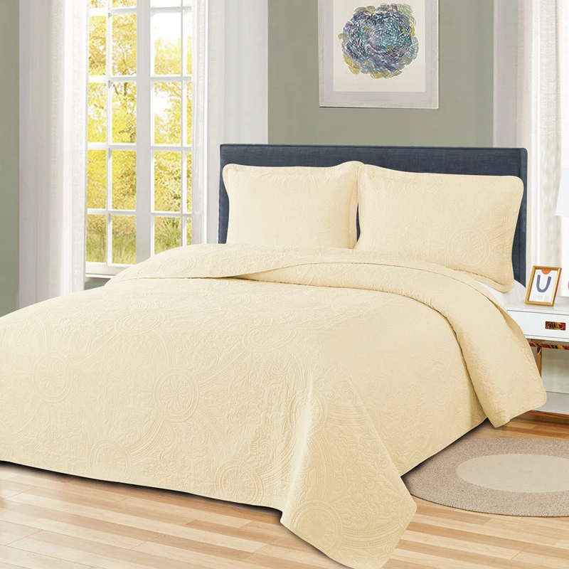 Wholesale 3pcs Beauty Designs Home Textile Luxury Quilt Bedspread Coverlet Set With Pillowcases