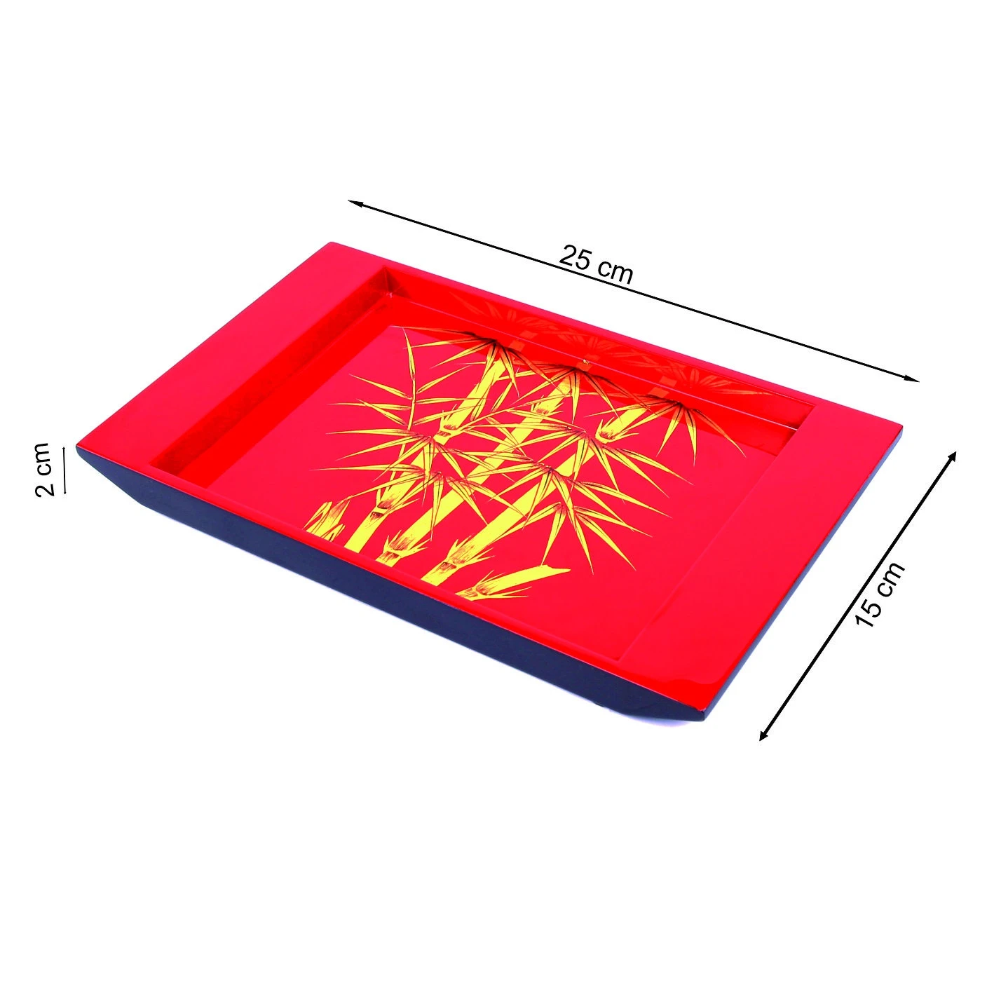 Wholesale and Retail  Hot Coming Modern Style New Gold Leaf Lucky Red Colorful Lacquer Wooden Tray In Stock