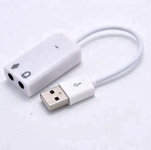 Wholesale Audio Sound Card Adapter White Wired Cable USB To 3.5mm Stereo 7.1 CH Channel Sound Card