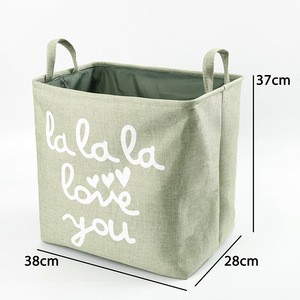 Wholesale Baby Diaper Large Canvas Storage Basket Kids Clothes English Letter Storage Basket With Handles