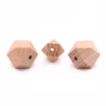Wholesale Bulk Wood Baby Teether Toy Geometric Round Crochet Hexagon Baby Teething Beech Wooden Beads