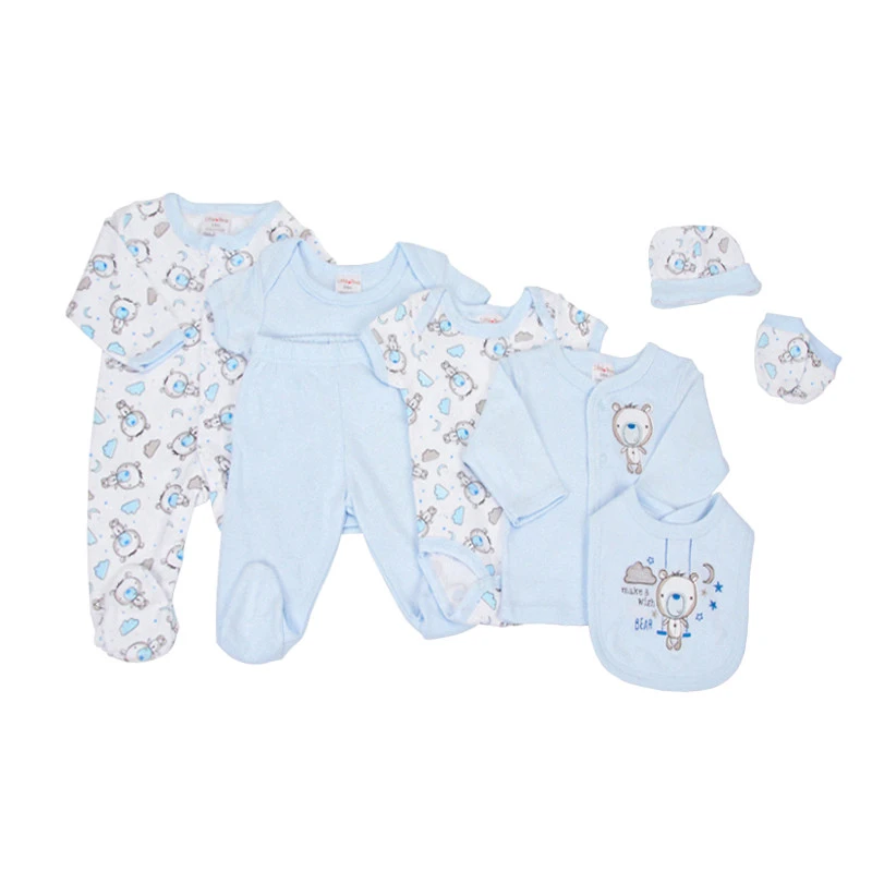 wholesale cotton Baby 8 pcs outfits European style baby rompers with pants   New Born Baby  Set clothes set