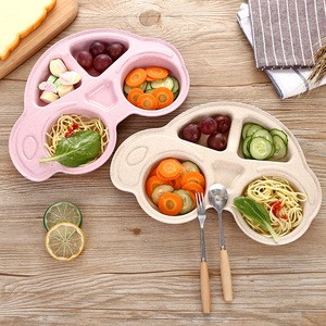 Wholesale Cute Carton Car-shaped Dinnerware Children Breakfast Snack Dish Plate Kid&#39;s Tableware