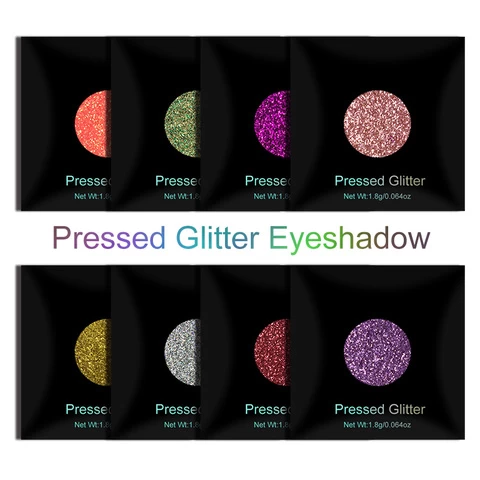 Wholesale high pigmented glitter eyeshadow no brand cosmetic pressed glitter eyeshadow
