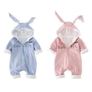 wholesale high quality cotton with hat long sleeve baby clothing knit rompers
