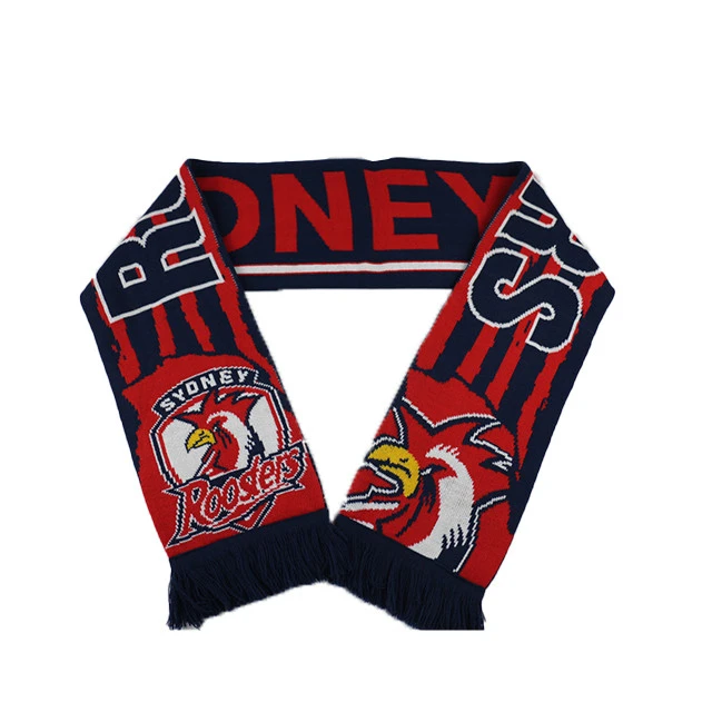 wholesale high quality customer logo sports fan scarf with customer logo embroidery