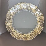 Wholesale High Quality Luxury Gold Rimmed Glass Dinner Plate Hotel Wedding Dinner Plate Transparent Glass Dinner Plate