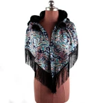 Wholesale Ms. hooded mink shawl, spring and autumn fashion long fringed shawl 2018 new printing