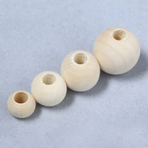 wholesale natural wood color big large hole wooden beads in bulk round wood beads for jewelry making