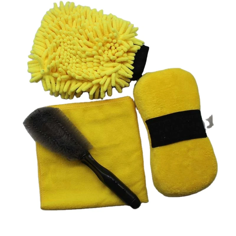 wholesale professional 4 packs car wash kit microfiber car towel cleaning cloth rags for auto  wash