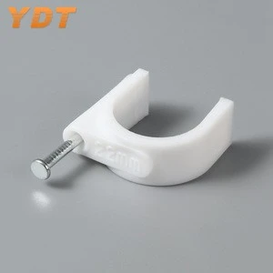 Wholesale special design PE double plastic wall mount round nail fixed cable holder clips