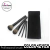 Wholesale!5pcs black travelling makeup brushes with frosted pouch vegan beauty tools