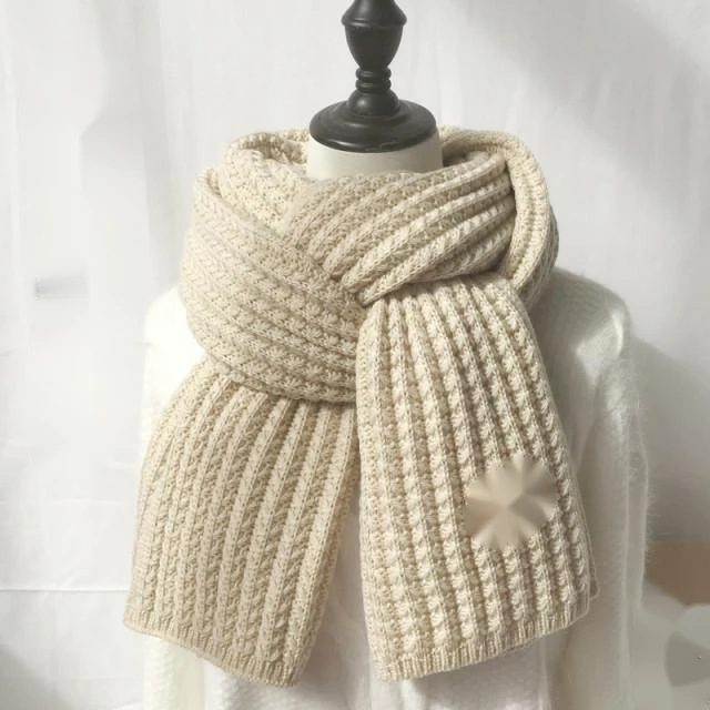 Winter solid scarf student shawl knitted wool scarf