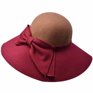 women church hats manufacturer colorblock bow fedora hats for tea party daily life