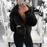 Women's Fox Fur Winter Mink Rabbit Fur Faux Fur Zip Up Jacket Hooded Coat