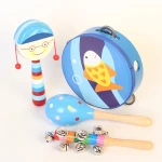 Wooden Percussion Kids Instruments 4 Piece Set Educational Musical Toy