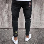 X83741B mens Ripped Skinny Jeans,Black Destroyed Skinny Jeans Men Denim Pants