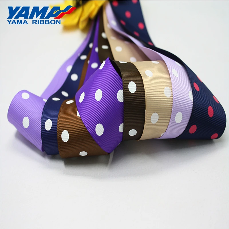Yama Factory Fashion Colorful Printing Grosgrain Satin Dot Ribbon
