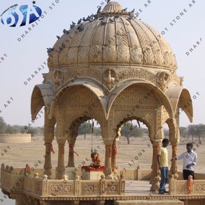 Yellow Sandstone Outdoor Hand Carved Gazebo
