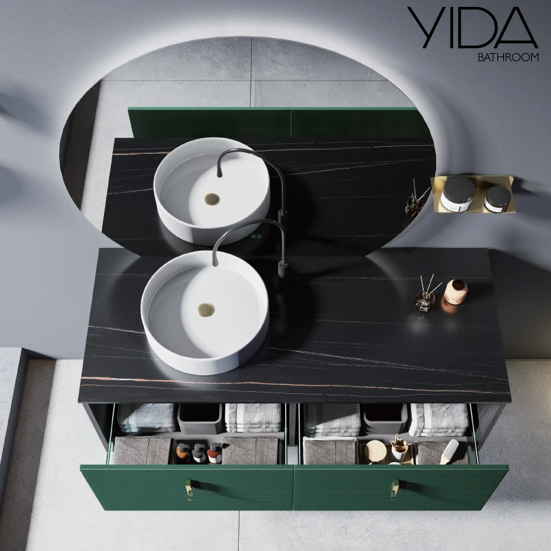 YIDA Hotel Furniture Water Proof Wood Bathroom Cabinet for Bathroom European Style